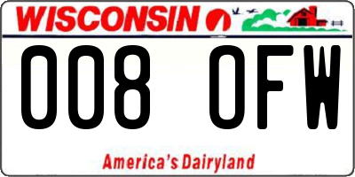 WI license plate 008OFW