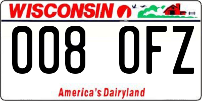 WI license plate 008OFZ