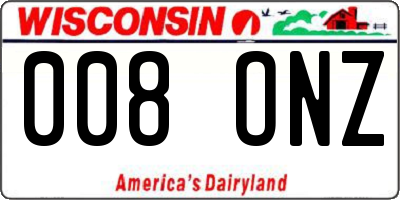 WI license plate 008ONZ