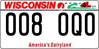 WI license plate 008OQO