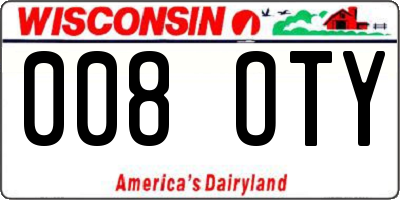WI license plate 008OTY