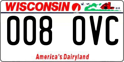 WI license plate 008OVC