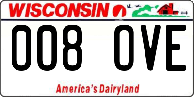WI license plate 008OVE
