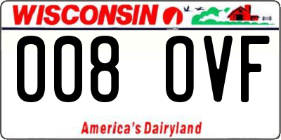 WI license plate 008OVF