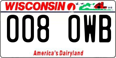 WI license plate 008OWB