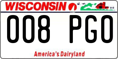 WI license plate 008PGO