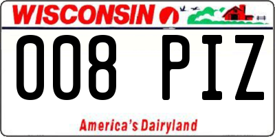 WI license plate 008PIZ