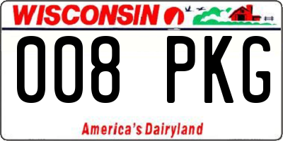 WI license plate 008PKG