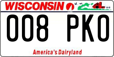 WI license plate 008PKO