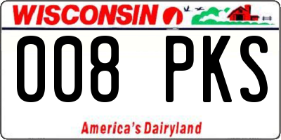 WI license plate 008PKS