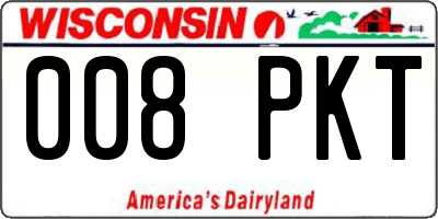 WI license plate 008PKT