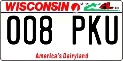 WI license plate 008PKU