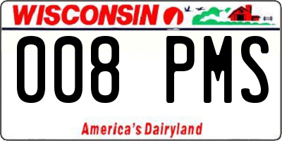 WI license plate 008PMS