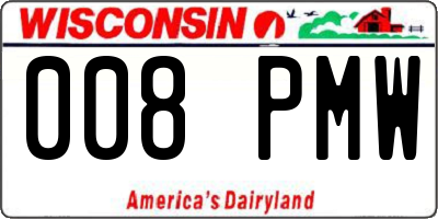 WI license plate 008PMW