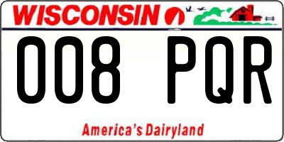 WI license plate 008PQR