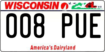 WI license plate 008PUE