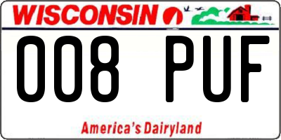 WI license plate 008PUF