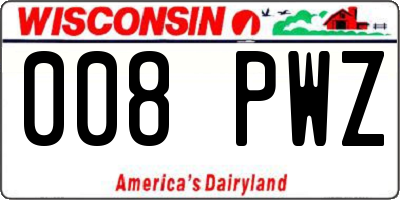 WI license plate 008PWZ