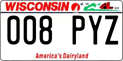 WI license plate 008PYZ