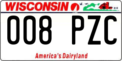 WI license plate 008PZC