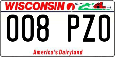 WI license plate 008PZO