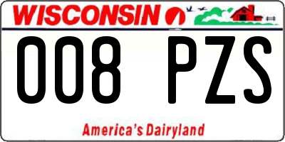 WI license plate 008PZS