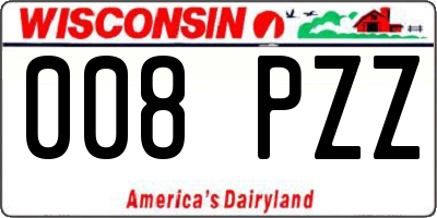 WI license plate 008PZZ