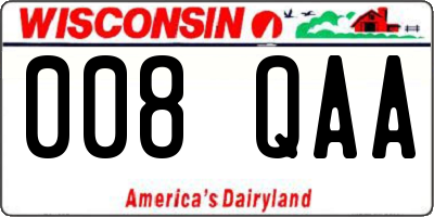 WI license plate 008QAA