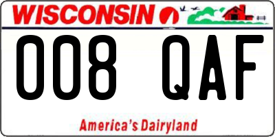 WI license plate 008QAF