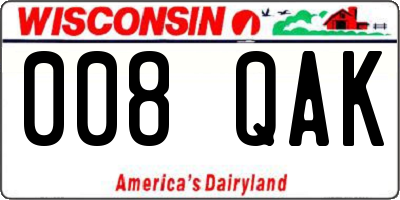 WI license plate 008QAK