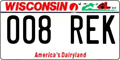 WI license plate 008REK