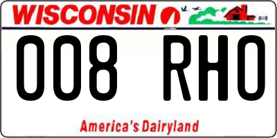 WI license plate 008RHO