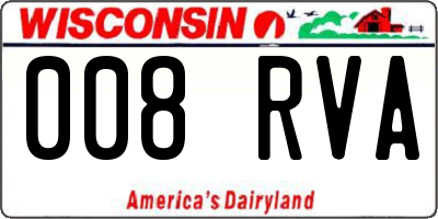 WI license plate 008RVA