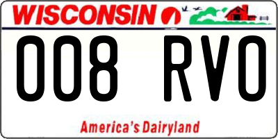 WI license plate 008RVO