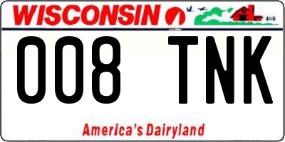 WI license plate 008TNK