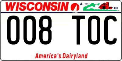WI license plate 008TOC