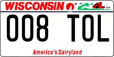 WI license plate 008TOL