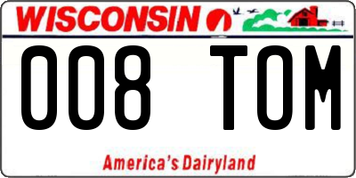 WI license plate 008TOM