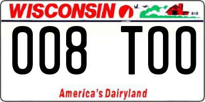 WI license plate 008TOO