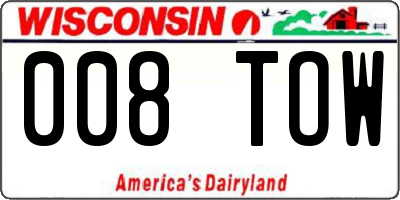 WI license plate 008TOW