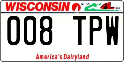 WI license plate 008TPW
