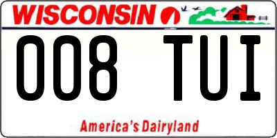 WI license plate 008TUI