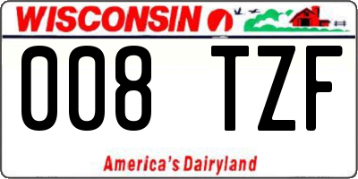 WI license plate 008TZF