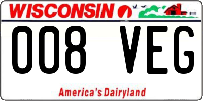 WI license plate 008VEG