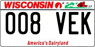 WI license plate 008VEK