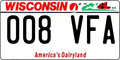 WI license plate 008VFA