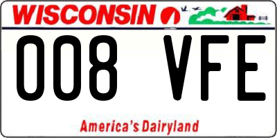WI license plate 008VFE