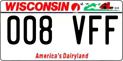 WI license plate 008VFF