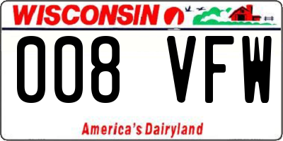 WI license plate 008VFW