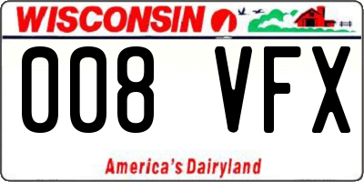 WI license plate 008VFX